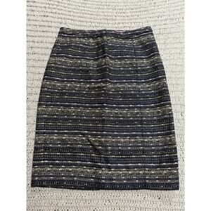 Lilly Pulitzer Tweed Boucle Knit Pencil Skirt Straight Womens Sz 4 Blue Metallic